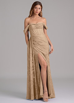 Azazie Amyra Vestidos de damas de honor Vestido de Champán de Devorado Floral de Corte Sirena Convertible con Vestidos sin tirantes image3