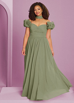 Barbie ♥ Azazie Bridesmaid Dresses Pistachio A-Line Off the Shoulder Chiffon Convertible Dress image15