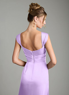 Azazie Filippa Bridesmaid Dresses Lilac A-Line Pleated Stretch Satin Dress image6