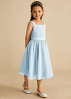 Azazie Ari Flower Girl Dresses Sky Blue A-Line Sleeveless Chiffon Dress image5