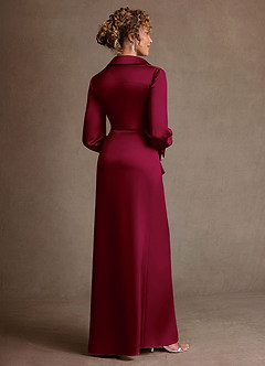 Azazie Jacinta Mère de la mariée Robes Robe Fourreau en Satin extensible Plissée Bourgogne image3