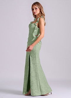 Azazie Jessamine Bridesmaid Dresses Dusty Sage Mermaid Corset Floral Burnout Dress image5
