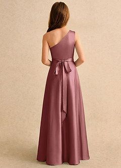 Azazie Puddles Girls Formal Blumenmädchenkleider A-Linie One-Shoulder Stretch-Satin Kleid Amethyst image2