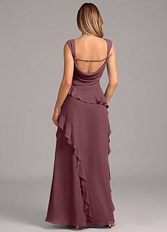 Azazie Sloane Robes de demoiselle d'honneur Robe Trapèze en Mousseline de soie Encolure en Forme de Cœur Sangria image2