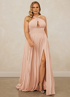 Christian Siriano Bridal for Azazie 1009 Brautjungfernkleider A-Linie Plissee Chiffon Kleid Englisches Rosa image9