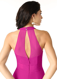 Azazie Danica Bridesmaid Dresses Fuchsia A-Line Pleated Chiffon Dress image5