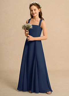 Azazie Tater Girls Formal Flower Girl Dresses Dark Navy A-Line Pleated Chiffon Dress image5