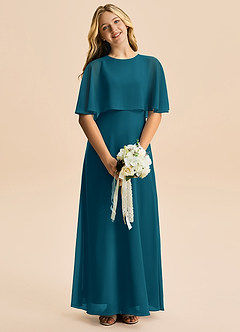 Azazie Maris Junior Abito A-Line in Chiffon Blu Inchiostro image4