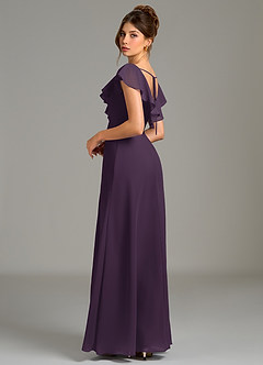 Azazie Kimmy Bridesmaid Dresses Plum A-Line Ruched Chiffon Dress image2