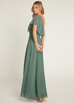 Azazie Lizzy Robes de demoiselle d'honneur Robe Trapèze en Mousseline de soie Ue épaule Eucalyptus image6