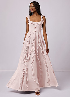Barbie ♥ Azazie Bridesmaid Dresses Blushing Pink A-Line with Pockets Chiffon Dress image1