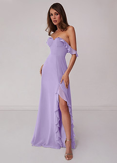Barbie ♥ Azazie Bridesmaid Dresses Lilac A-Line Off the Shoulder Chiffon Convertible Dress image4