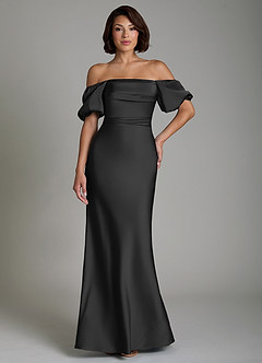 Azazie Lea Bridesmaid Dresses Black Mermaid Off the Shoulder Stretch Satin Convertible Dress image8