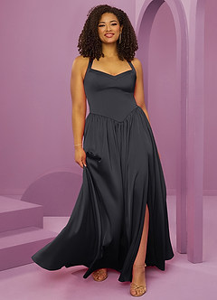 Barbie ♥ Azazie Bridesmaid Dresses Black A-Line with Pockets Stretch Satin Dress image3