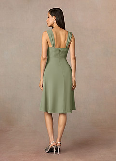Azazie Olivia Mother of the Bride Dresses Pistachio A-Line Square Neckline Pleated Chiffon Dress image5