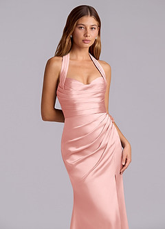 Azazie Destiny At-home Try On Dresses Sangria Mermaid Sweetheart Neckline Stretch Satin Dress image5