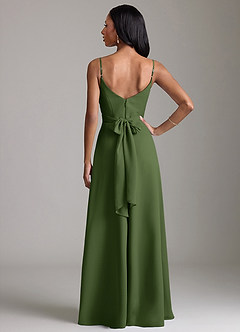 Azazie Kali Bridesmaid Dresses Olive A-Line Pleated Chiffon Dress image4