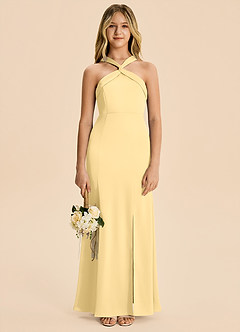 Azazie Rue Junior Butter Mermaid Pleated Stretch Satin Dress image5