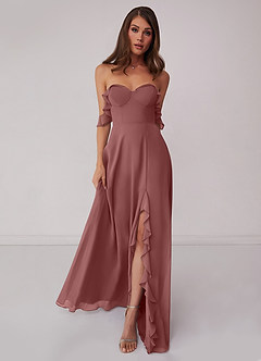 Barbie ♥ Azazie Final Sale Desert Rose A-Line Off the Shoulder Chiffon Convertible Dress image3