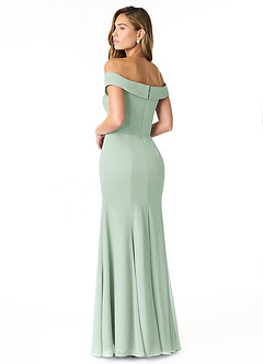 Azazie Lecia Bridesmaid Dresses Agave Empire Off-The-Shoulder Pleated Chiffon Convertible Dress image4