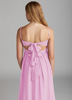 Azazie Zeya Junior Candy Pink A-Line Chiffon Dress image2
