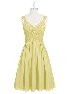 Azazie Angie Abiti da Damigella Abito A-Line in Chiffon Corsetto Sorbetto Al Limone image8