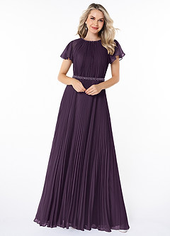 Azazie Kara Modest Bridesmaid Dresses A-Line Pleated Chiffon Floor-Length Dress image10