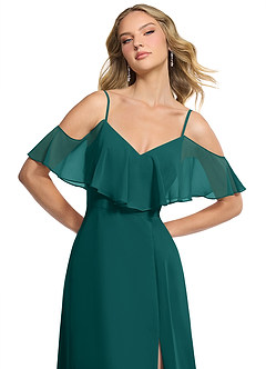 Azazie Jean Bridesmaid Dresses Peacock A-Line Chiffon Convertible Dress image6