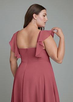 Azazie Leilani Bridesmaid Dresses Merlot A-Line Pleated Chiffon Dress image12