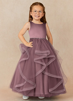 Azazie Sofia Flower Girl Dresses Vintage Mauve A-Line Beaded Tulle Dress image1