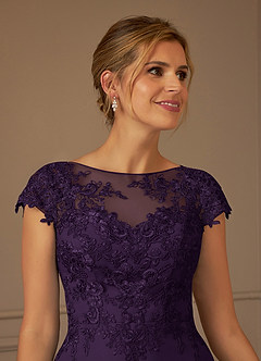 Azazie Terrano Mère de la mariée Robes Robe Trapèze en Dentelle Scoop Prune image4