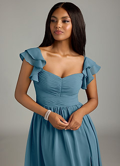 Azazie Anaya Abiti da Damigella Abito A-Line in Chiffon Plissettato Bermuda image6