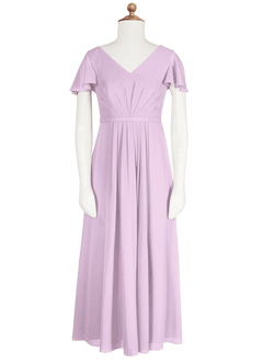 Azazie Peony Junior Robe Trapèze en Mousseline de soie Plissée Frostiges Flieder image6