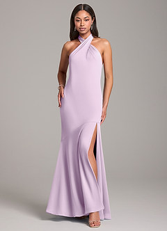 Azazie Lorena Bridesmaid Dresses Frosted Lilac Mermaid Pleated Chiffon Dress image1