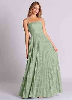 Azazie Mariana Vestidos de damas de honor Vestido de Salvia Polvorienta de Devorado Floral de Corte en A Convertible con Sin tirantes image7