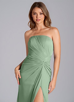 Azazie Mariya Jurken voor bruidsmeisjes Jurk van Mesh met Zeemeermin Strapless Matcha image2