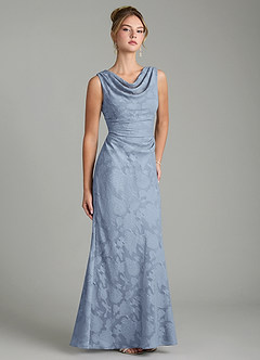 Azazie Kieryn Brautjungfernkleider Meerjungfrau-Linie Plissee Blumen-Burnout Kleid Staubblau image10