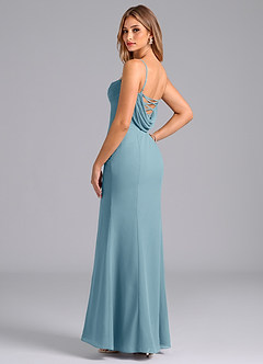 Azazie Wynni Bridesmaid Dresses Moody Blue Mermaid Corset Chiffon Dress image5