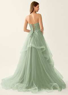 Anais Hellgrün Korsett-Abendkleid mit Schnürung am Rücken und Rüschen aus Spitze image2