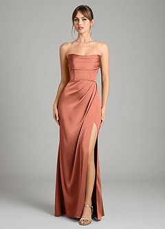 Azazie Johana Vestidos de damas de honor Vestido de Arcilla de Satén Elástico de Corte Sirena Convertible con Vestidos sin tirantes image9