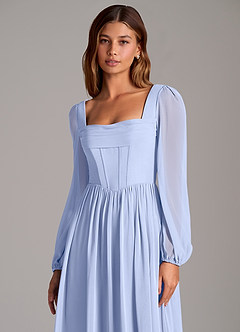 Azazie Maree Vestidos de damas de honor Vestido de Hielo de Gasa de Corte en A con Corsé image7