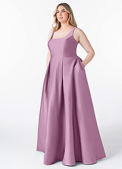 Azazie Neve Robes de demoiselle d'honneur Robe Princesse en Satin extensible avec poches Glycine image7