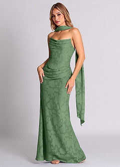 Azazie Sorrel Bridesmaid Dresses Eucalyptus Mermaid Corset Floral Burnout Convertible Dress image3
