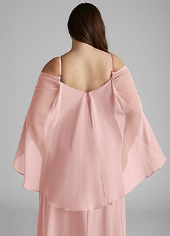 Azazie Cienna Bridesmaid Dresses Powder Pink A-Line Long Sleeve Chiffon Dress image12