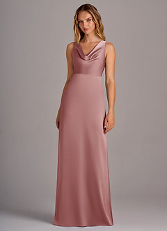 Azazie Wrenlee Bridesmaid Dresses Dusty Rose A-Line Stretch Satin Dress image4