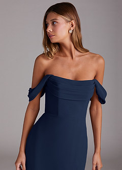 Azazie Saige Bridesmaid Dresses Dark Navy A-Line Off the Shoulder Chiffon Convertible Dress image5