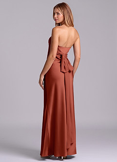 Azazie Ailanie Brudtärnklänningar Klä av Tubklänning i Stretch Satin Axelbandslös Terrakotta image2