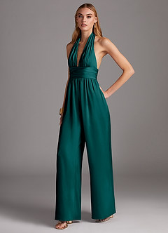 Azazie Oli Brudtärnklänningar Jumpsuit av i Stretch Satin Plisserad image1