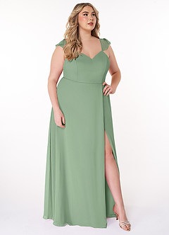Azazie Everett Bridesmaid Dresses Matcha A-Line V-neck Ruched Chiffon Dress image9