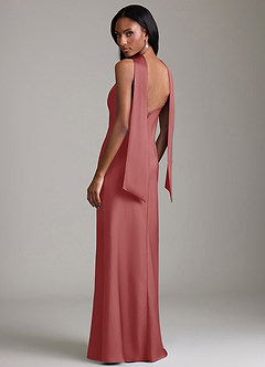 Azazie Cassiana Jurken voor bruidsmeisjes Jurk van Stretch Satijn met Zeemeermin Geplooid Antieke Roos image2